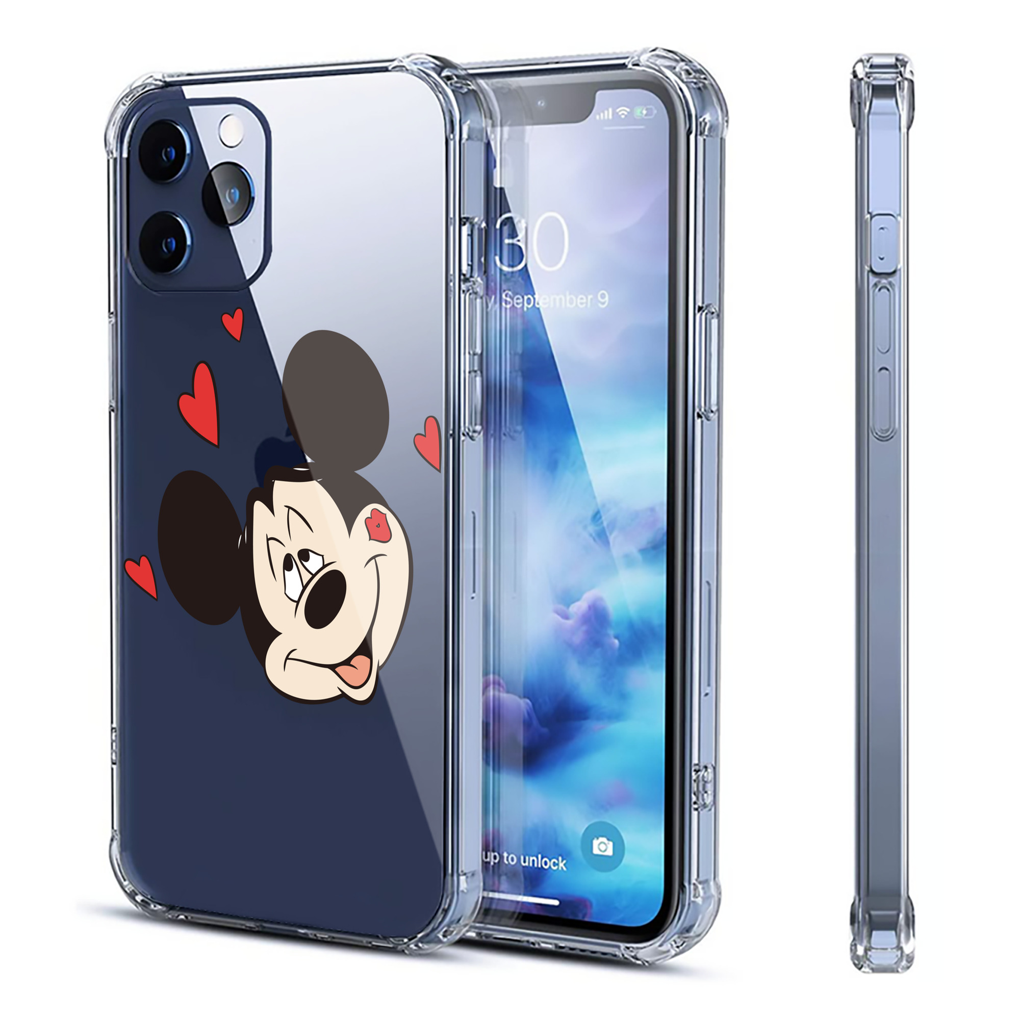 （画像用） ミッキーマウス Mickey Mouse 【iPhone 12シリーズ対応】透明スマホケース（クリアソフトケース）